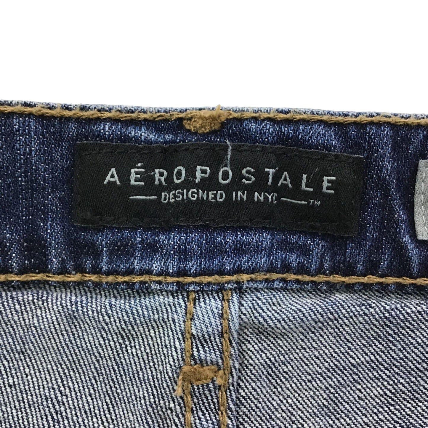 Aeropostale Womens 8 Midi Jean Shorts Rolled Cuffs 3" Inseam Dark Wash Denim