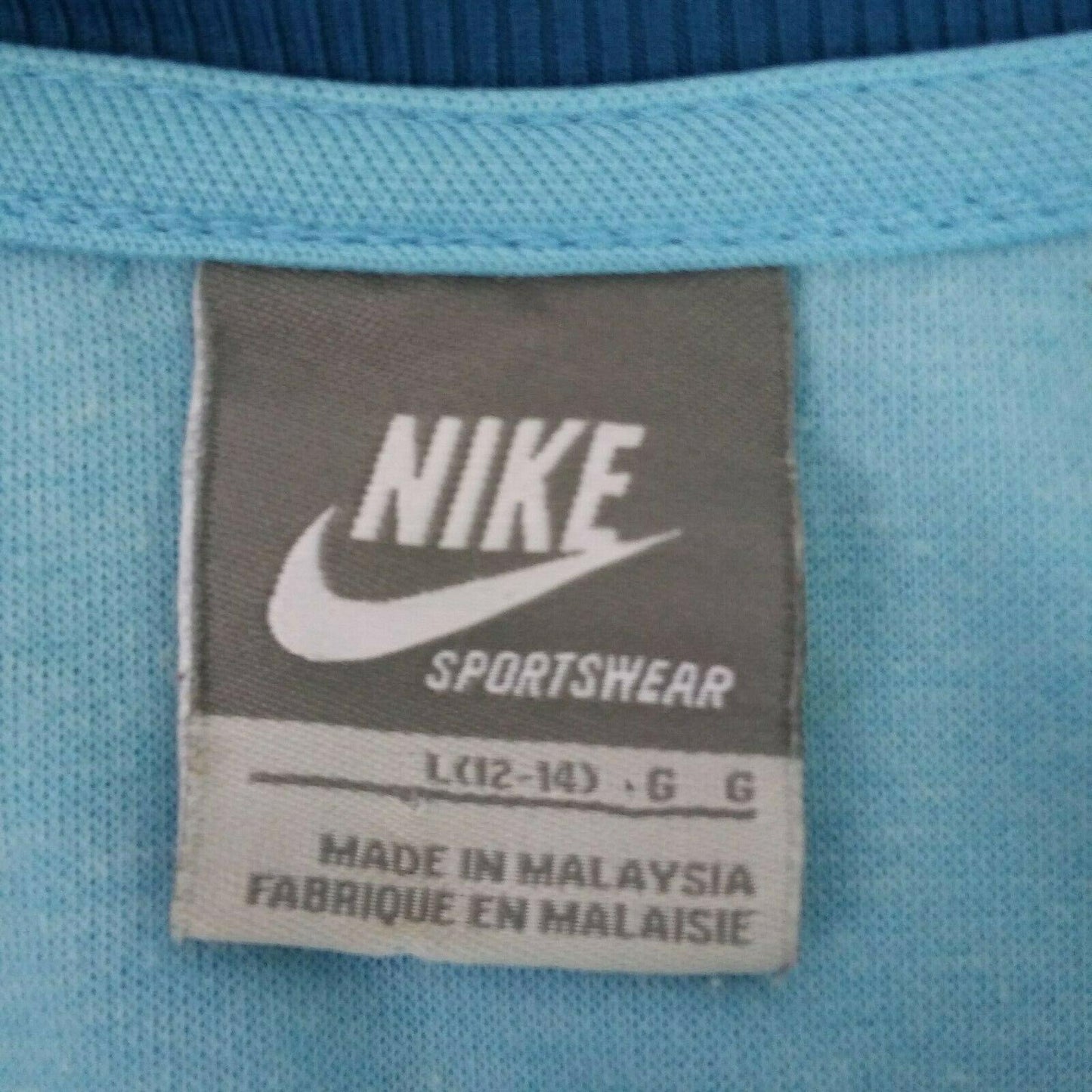 Vintage Nike Womens L Blue Full Zip Sweatshirt Jacket Pockets Collar Athleisure