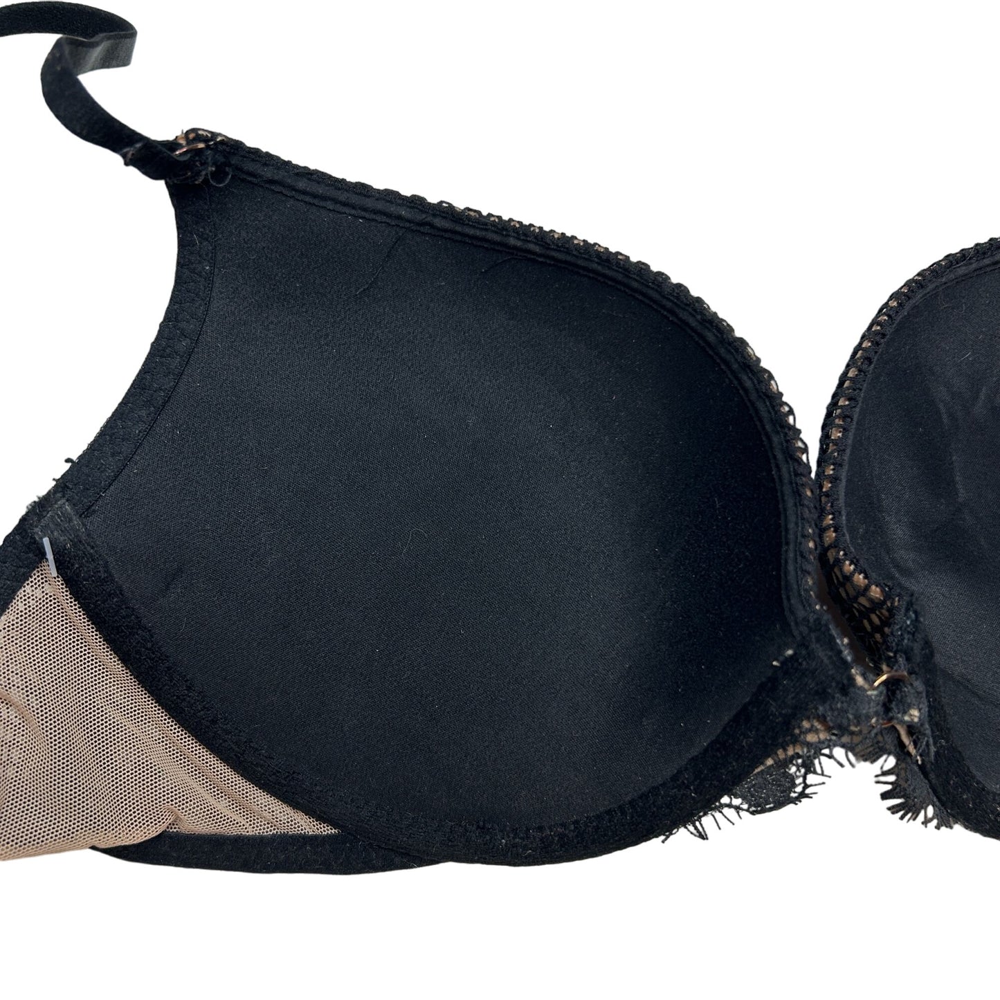 Victoria's Secret 34C Very Sexy Push-Up Bra Nude Black Lace Underwire Adjustable