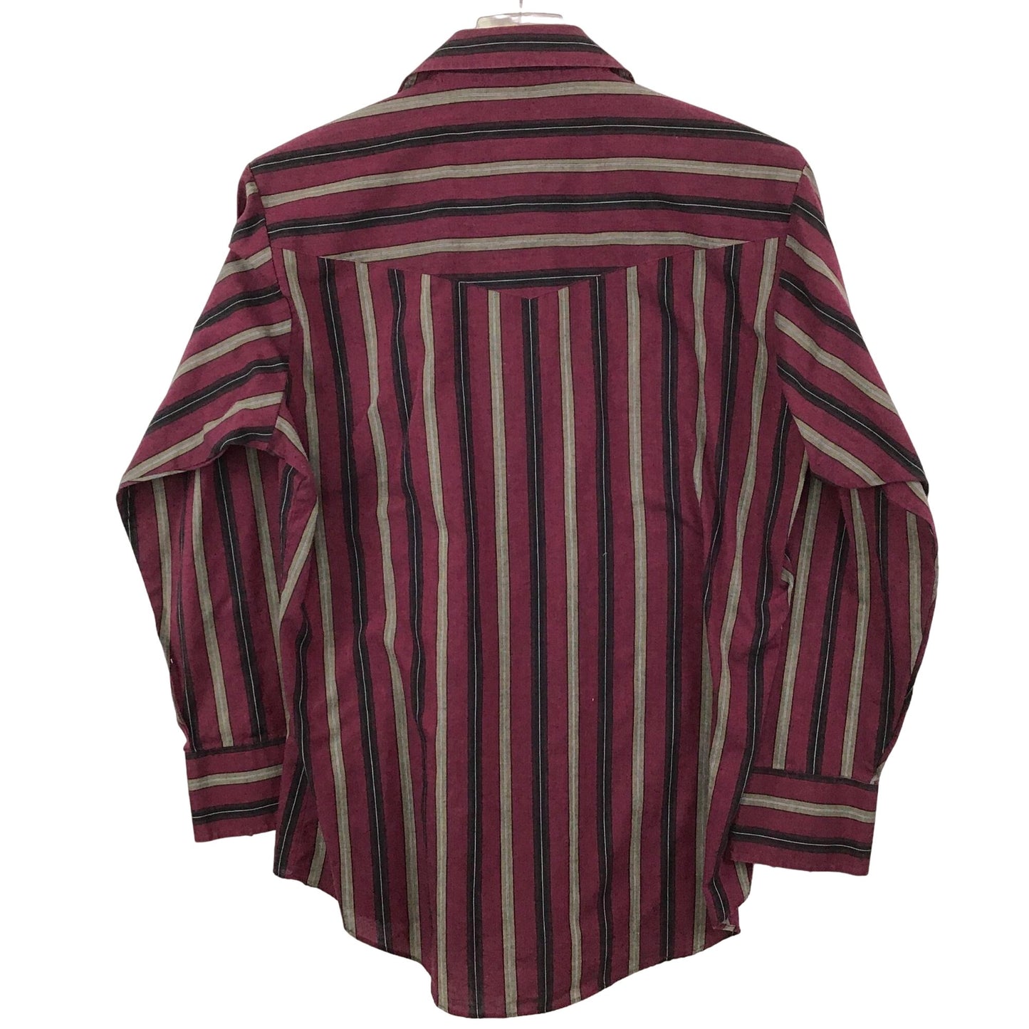 Ely Cattleman Pearl Snap Western Shirt Mens L 16.5-34 Long Sleeve Maroon Stripe