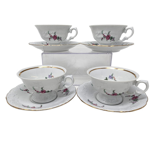 Vintage Wawel Vienna Royal Collection Tea Cup and Saucer Set of 4 Made in Poland