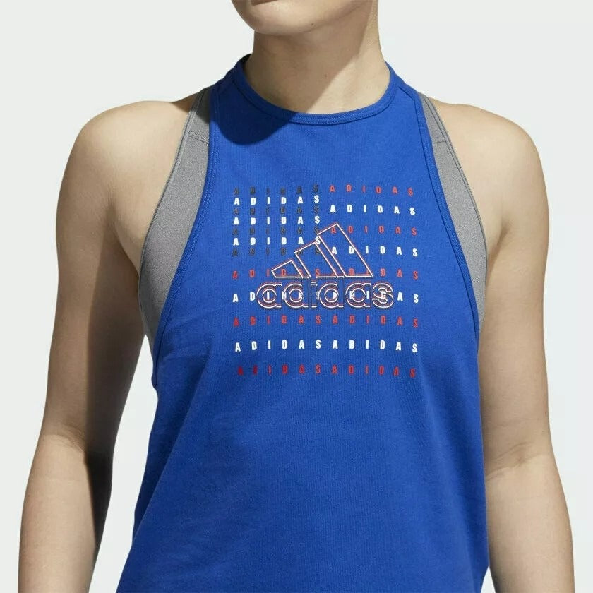 Adidas Womens M Blue Americana Tank Top Racerback Athleisure Sleeveless GN7260