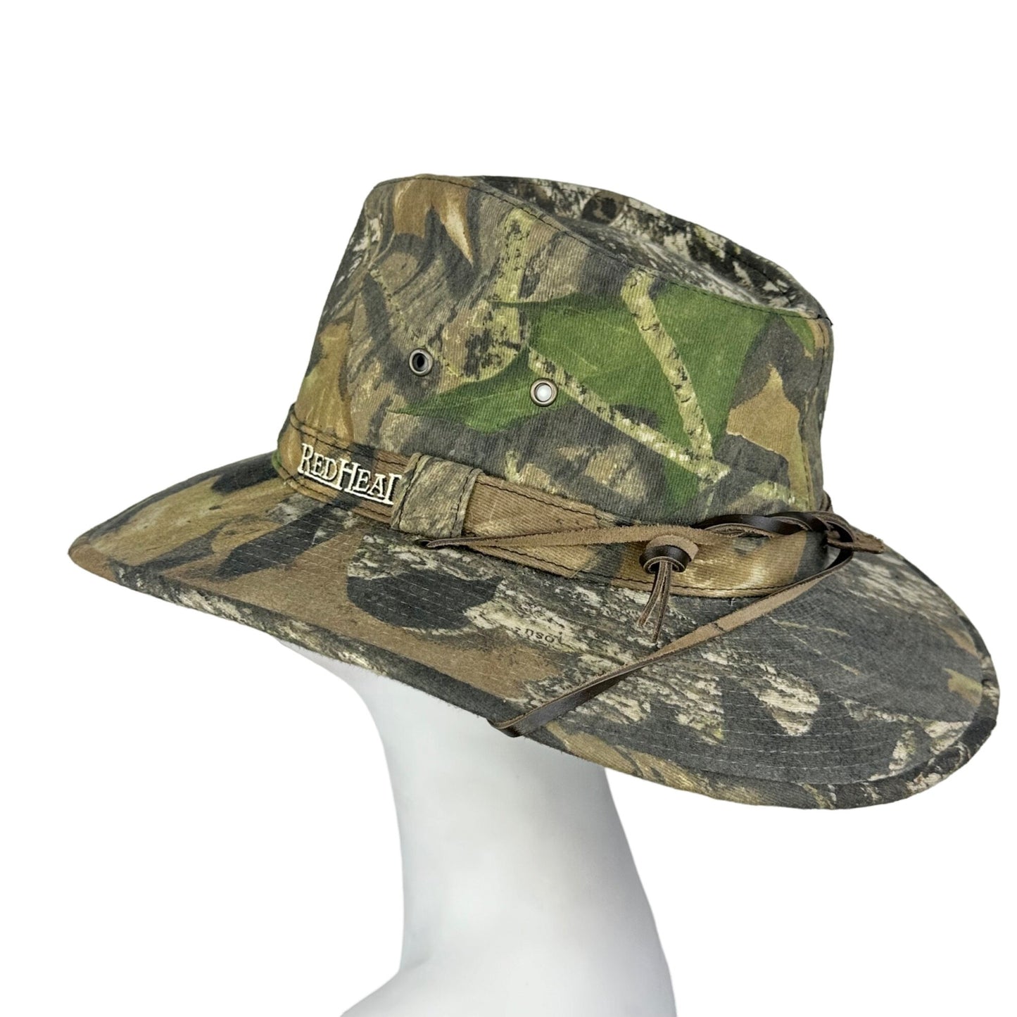 Redhead Mens L Wide Brim Hat Camo Advantage Timber Green Brown Hunting