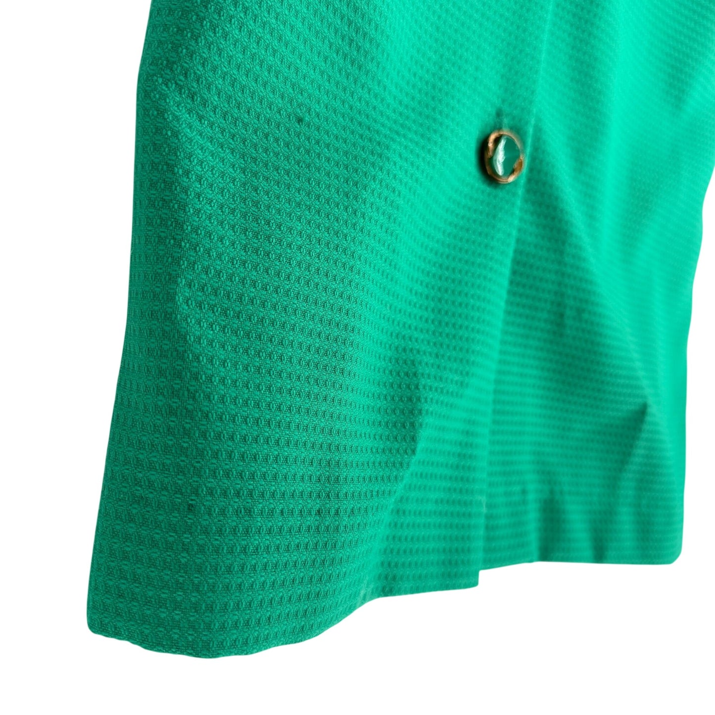 Vtg Peri Petites 80s Dress Kelly Green 14 Button Front Belted Pockets USA Office