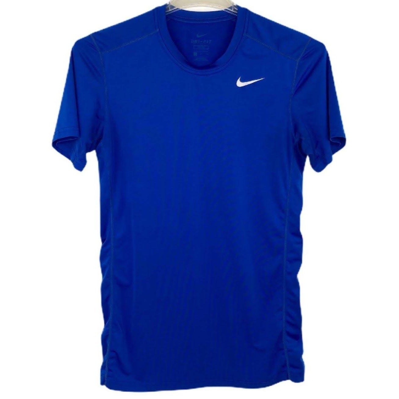 Nike Womens S Dri-Fit Athletic Shirt Fitted Moisture Wicking Blue Short Sleeve