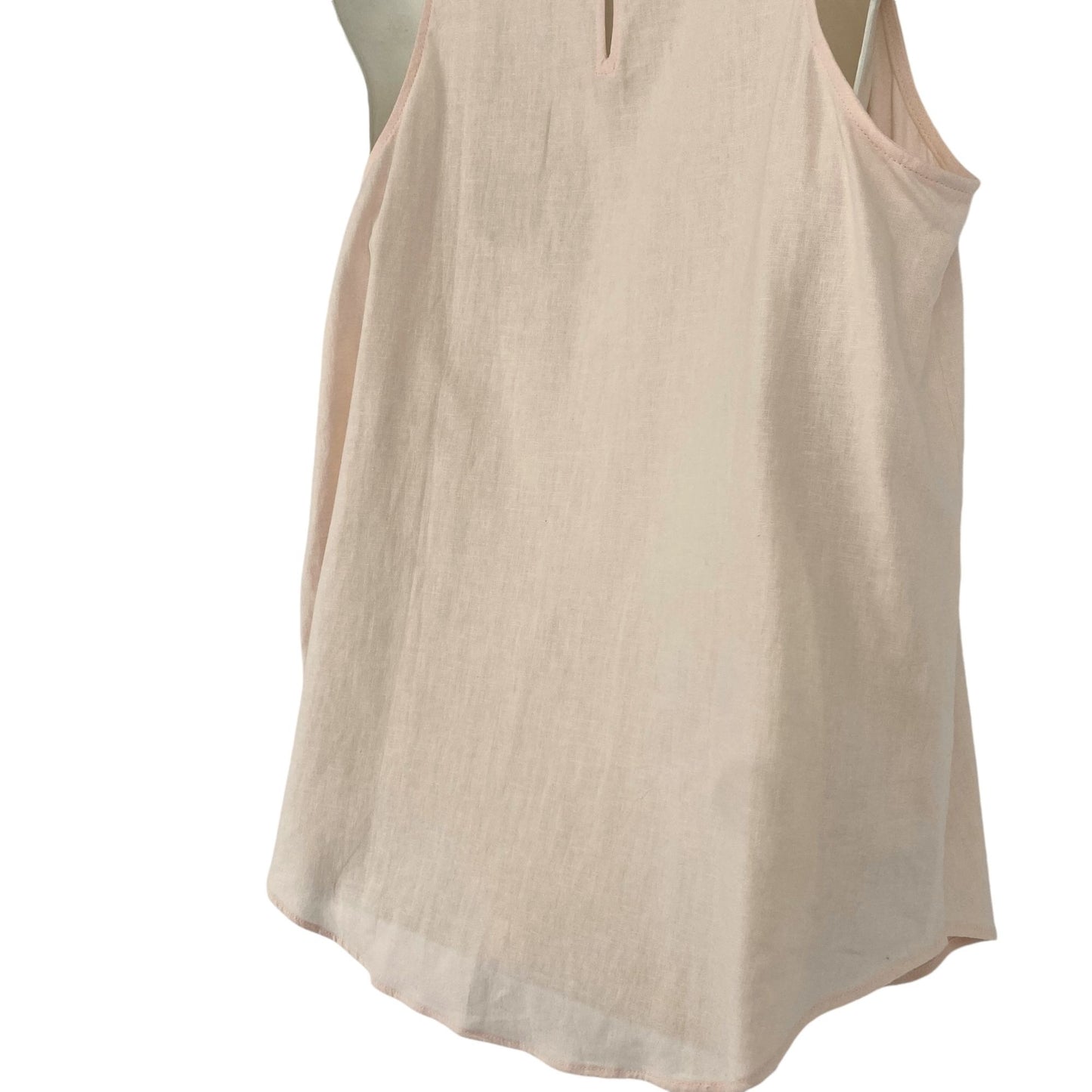 NWT Ann Taylor Womens M Blush Pink Sleeveless Ruffle Neck Top Keyhole Romantic