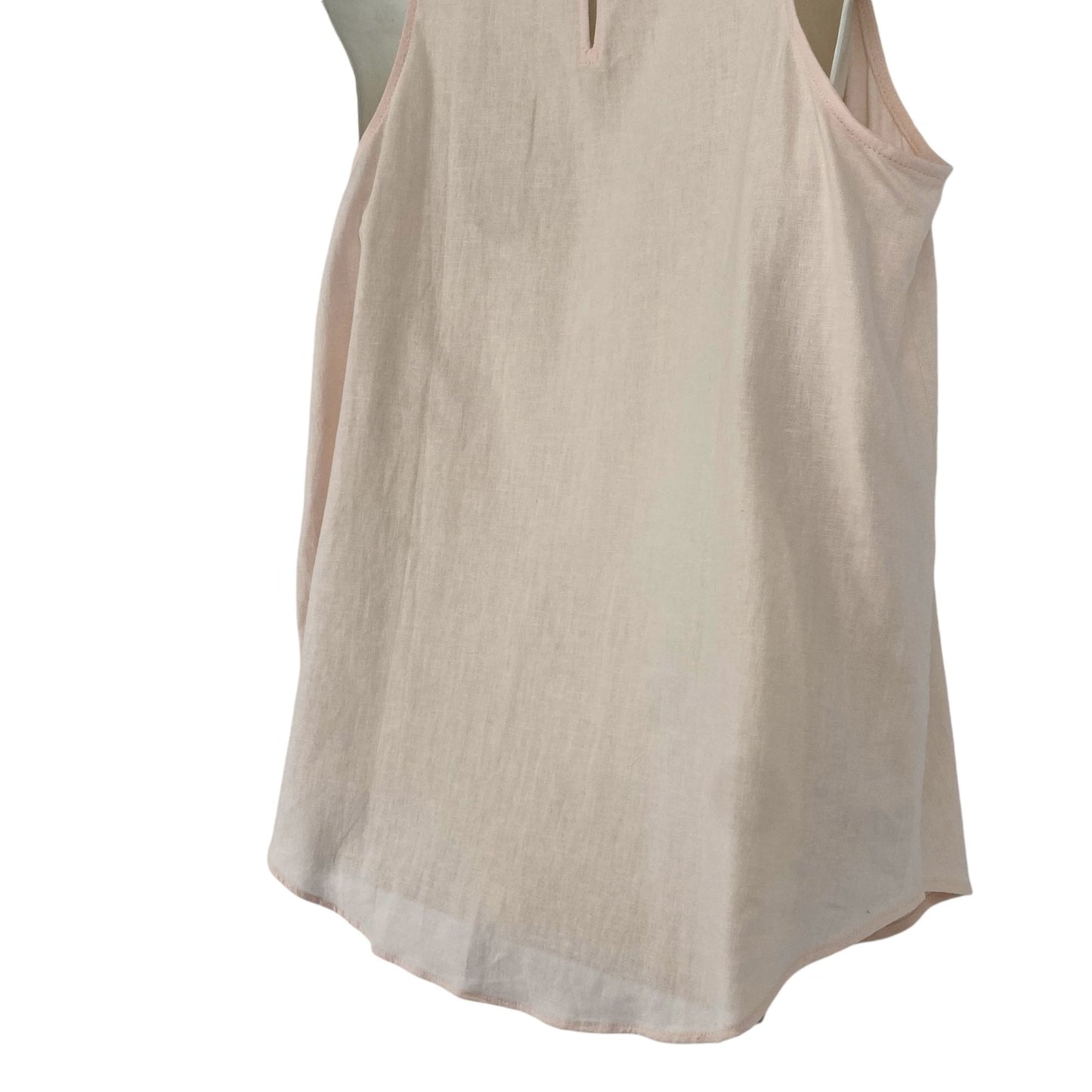 NWT Ann Taylor Womens M Blush Pink Sleeveless Ruffle Neck Top Keyhole Romantic