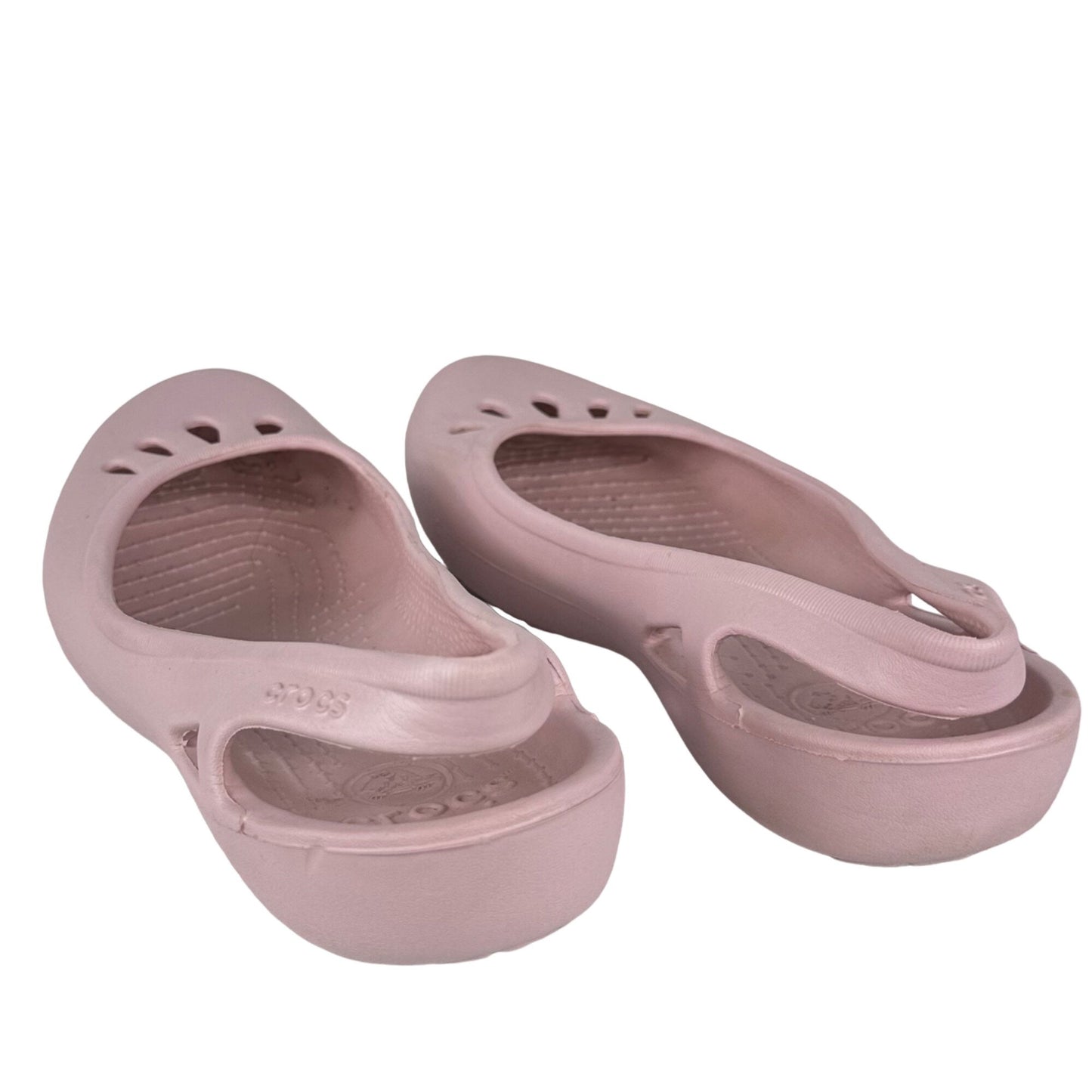 Crocs Malindi size 10 Pink Rubber Flats Slingback Closed Toe Comfort Shoe Sandal