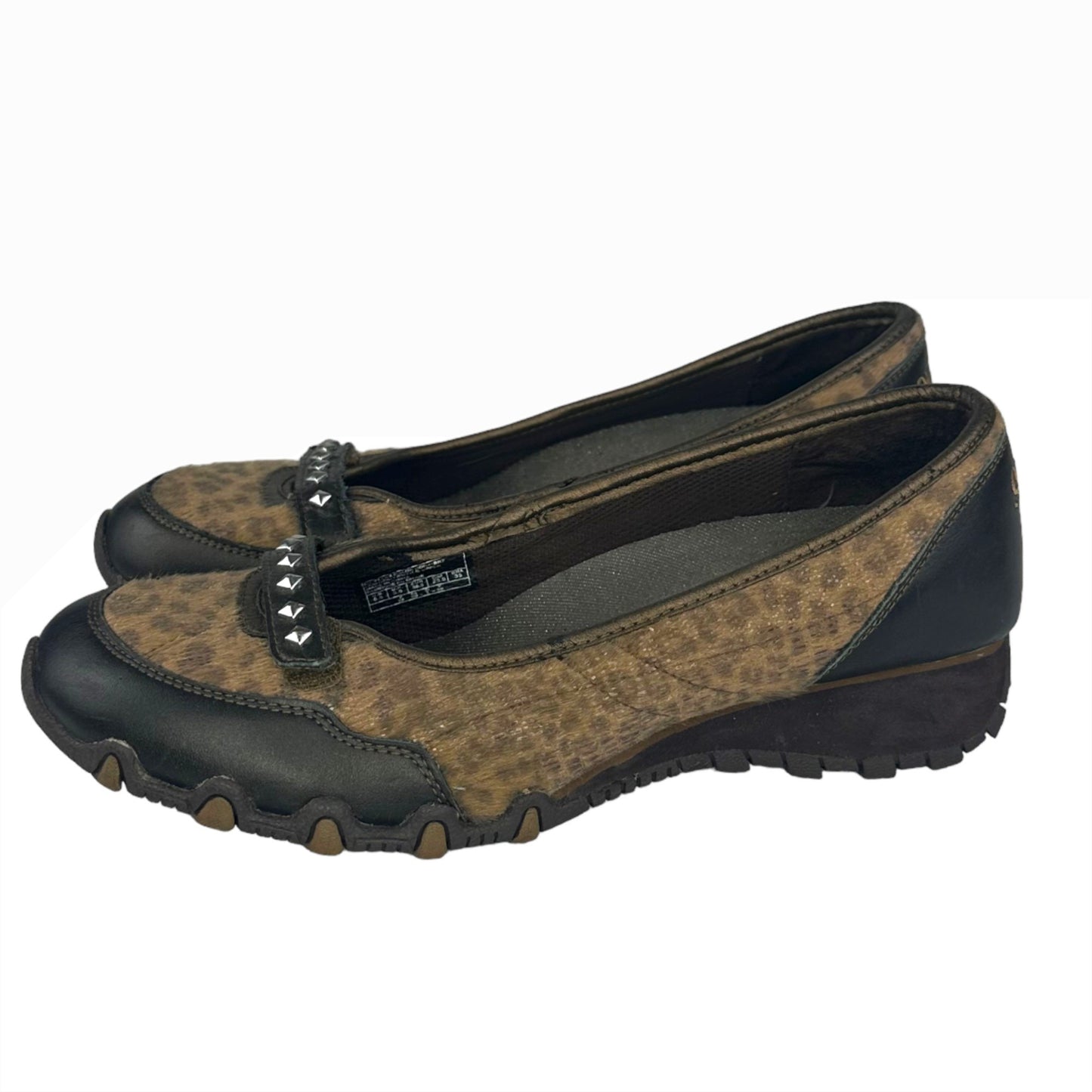 Sketchers Womens 6.5 Brown Leather Slip On Wedges Animal Print Calf Hair SN21184