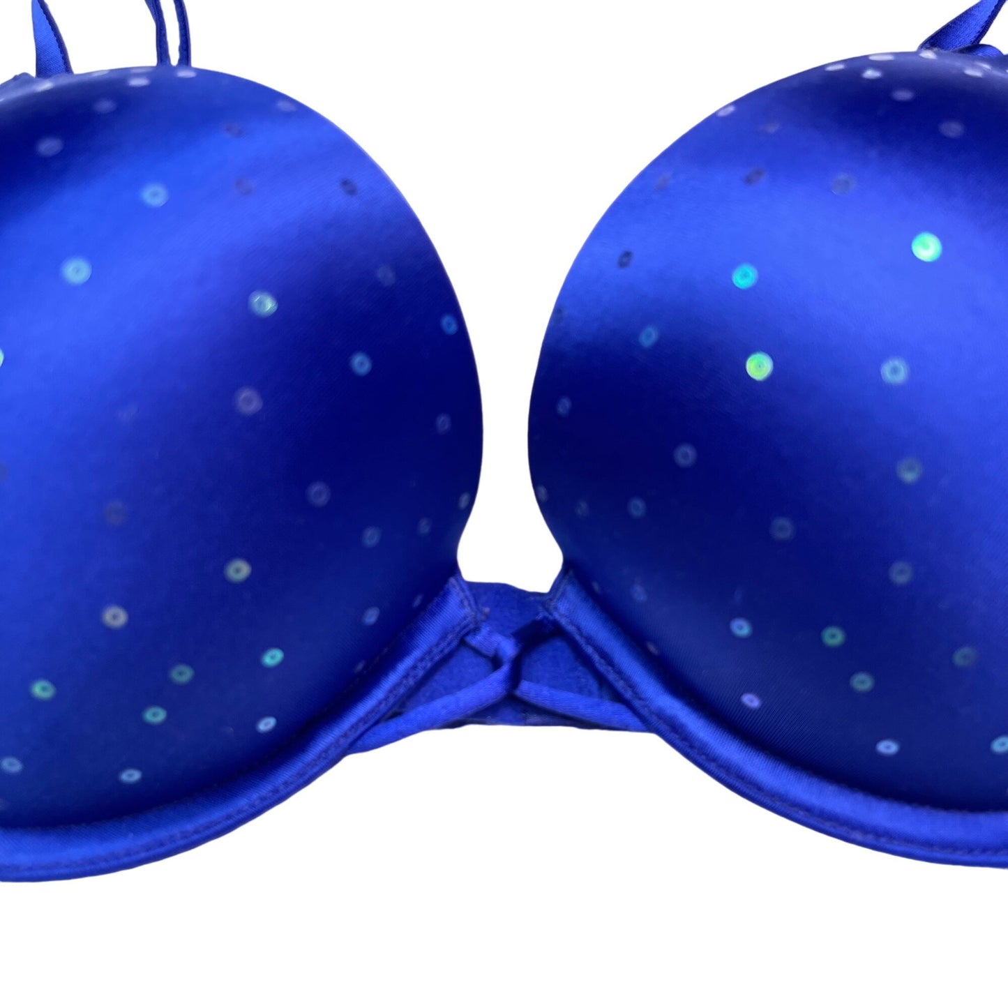 Victoria's Secret 36B Royal Blue Miraculous Plunge Push Up Bra Sequin Detail