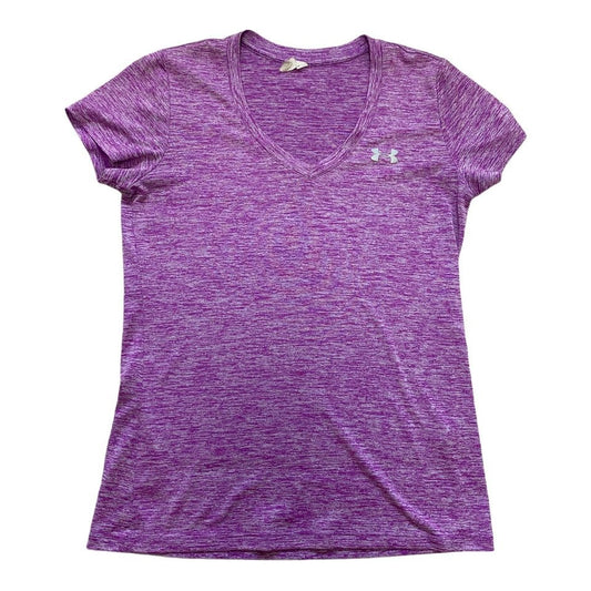 Under Armour Heat Gear XS Purple Vneck Dry Fit Athletic Shirt Short Sleeve