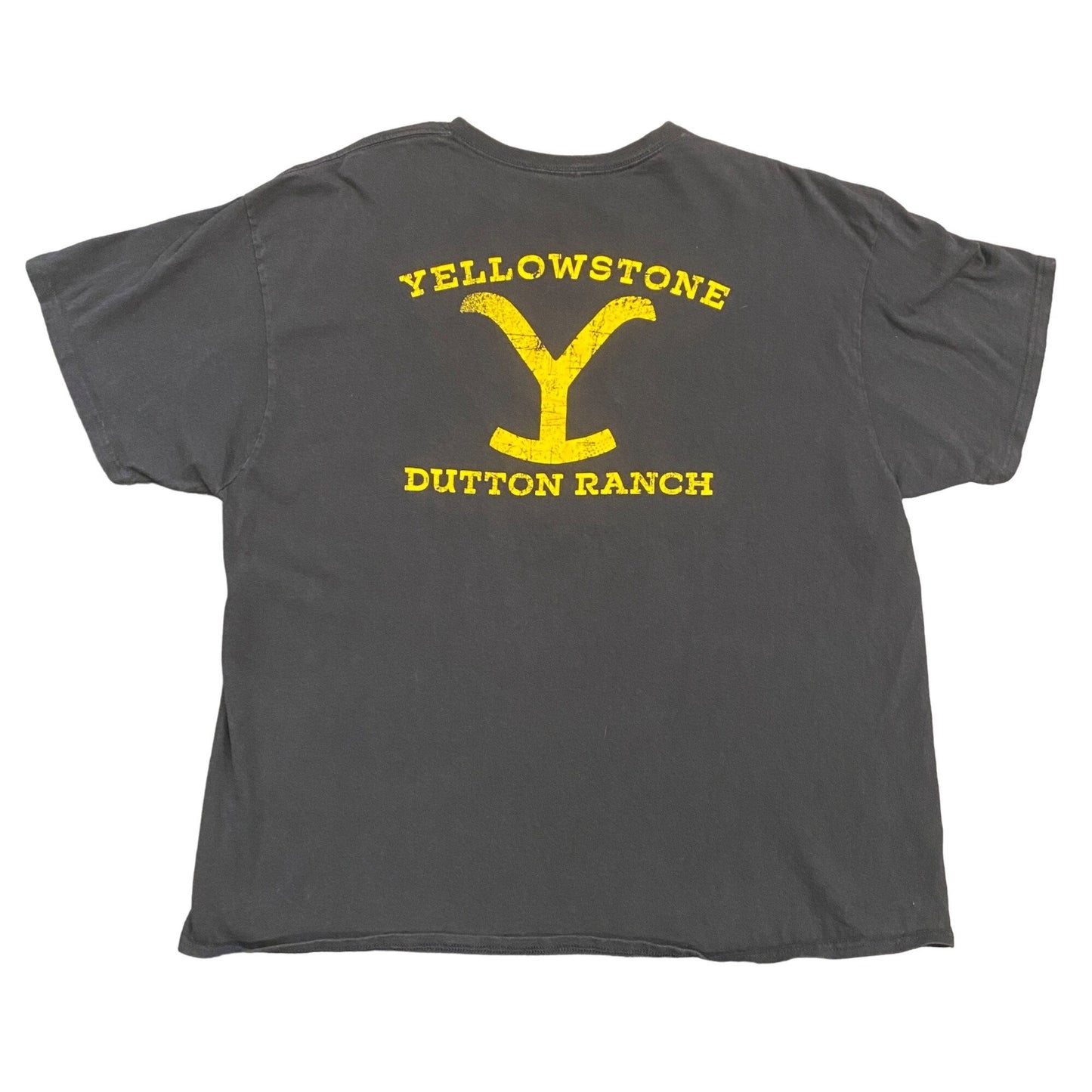 Yellowstone Mens XXL Black Yellow Brand Logo Dutton Ranch T Shirt Short Sleeve