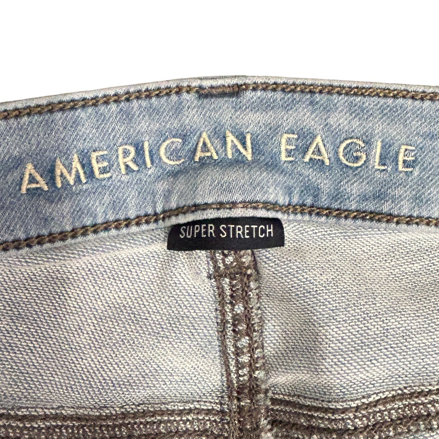 American Eagle Womens 2 Short Super Stretch Skinny Jeans Light Wash Mid Rise