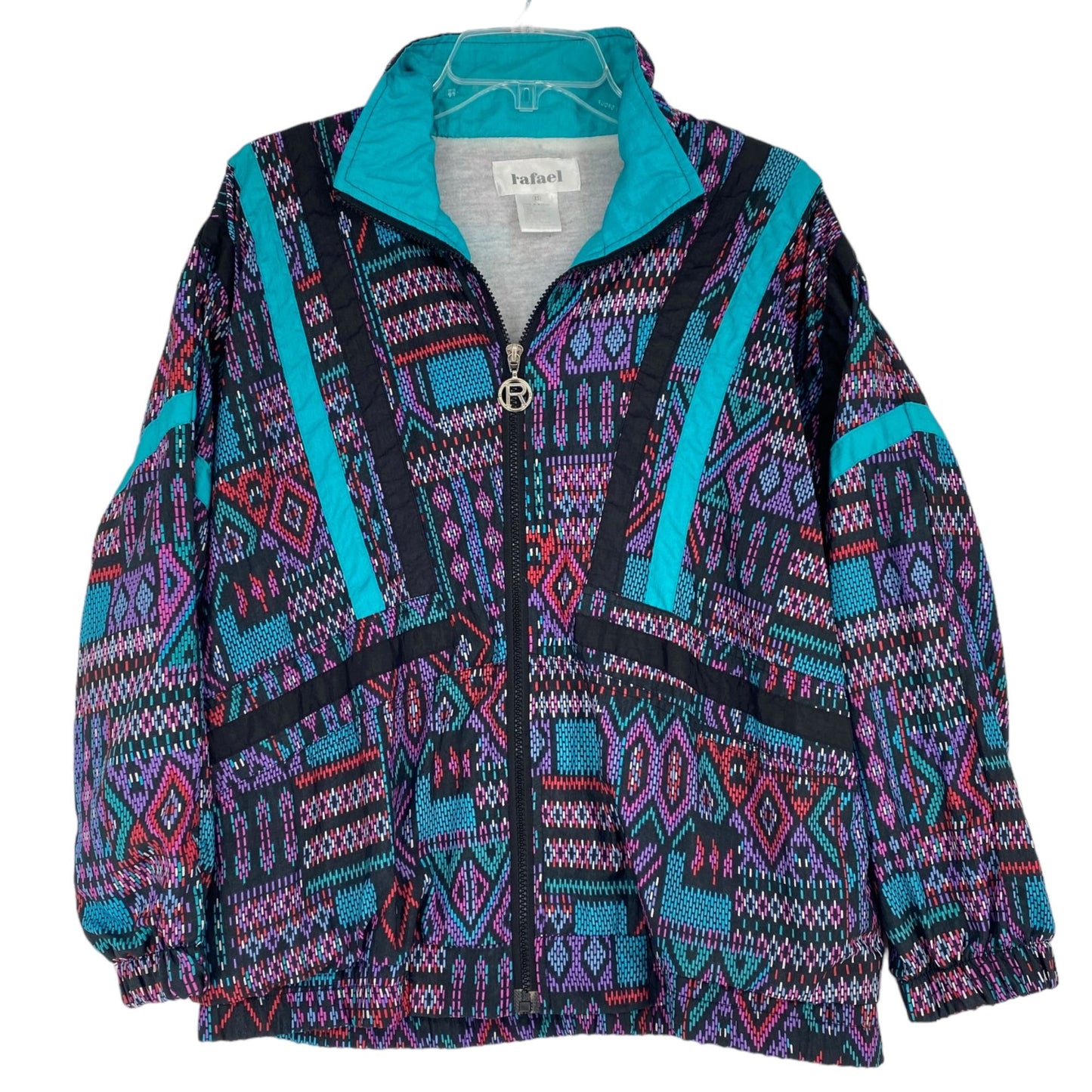 Vintage Rafael XS Wind Breaker Jacket Full Zip Pixelated Aztec Southwest 90's