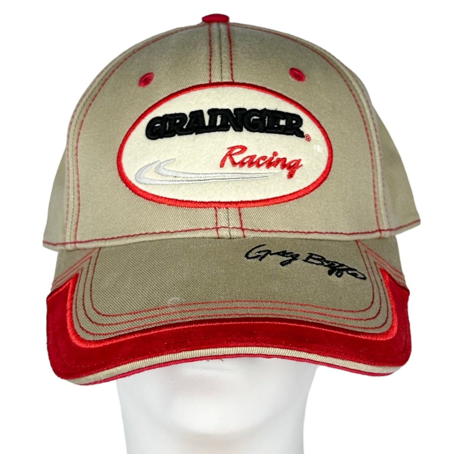 Team Caliber Greg Biffle #16 Grainger Racing Adjustable Baseball Cap Hat Tan Red