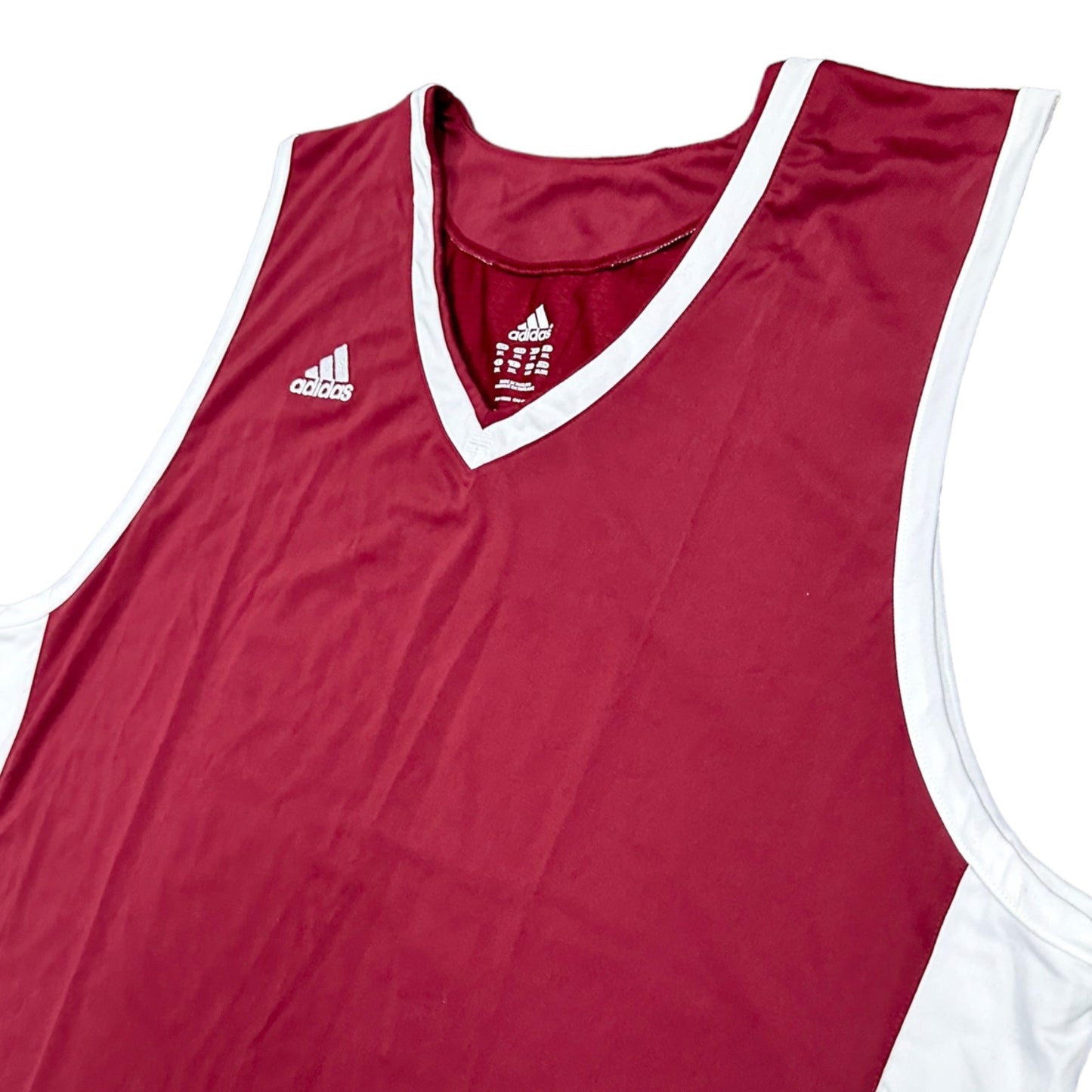 Adidas Mens 2XL Team Jersey Tank Red Maroon White Sleeveless Blank Basketball