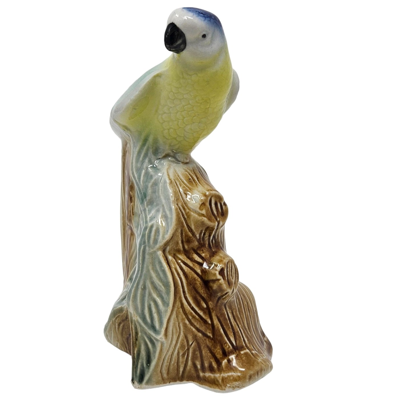 Vintage Mid-Century Parakeet Ceramic Figurine Parrot Made Brazil 7" Numbered