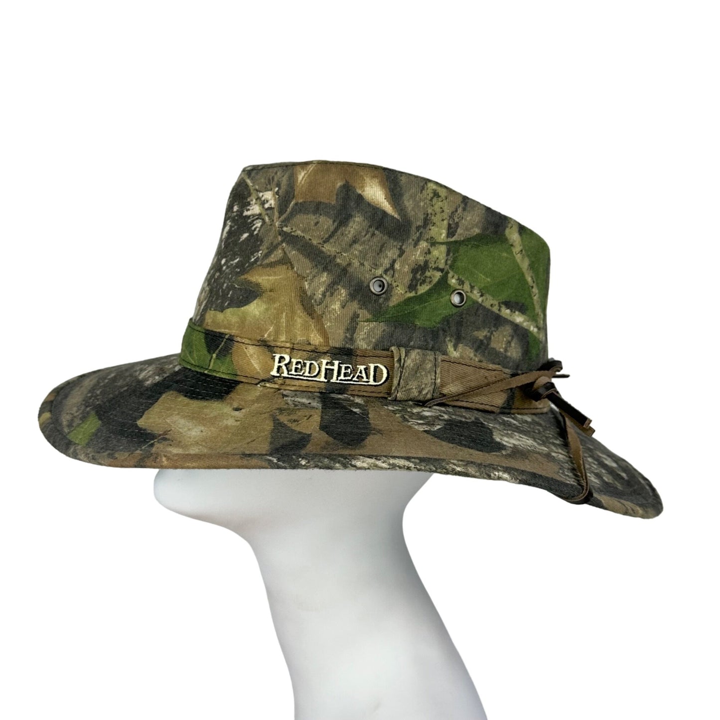 Redhead Mens L Wide Brim Hat Camo Advantage Timber Green Brown Hunting