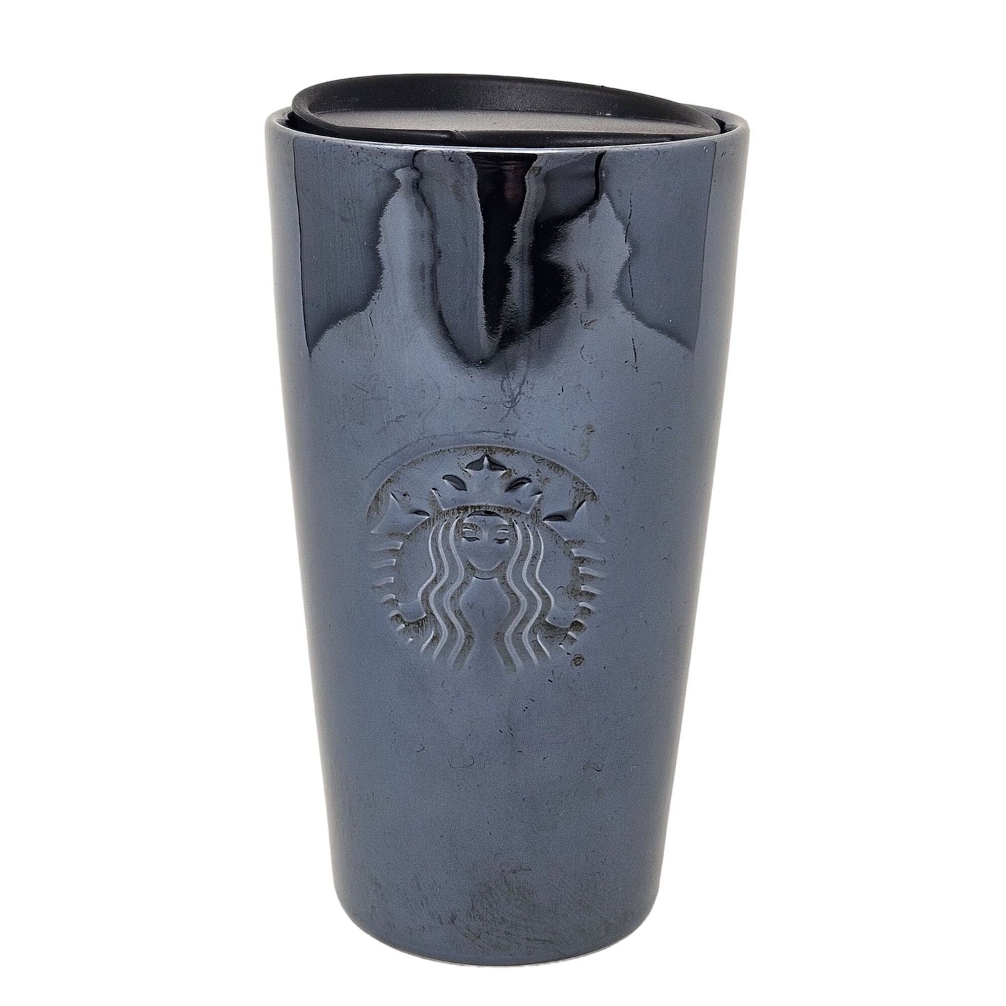 Starbucks 2019 Black Graphite Mirrored Pearl Ceramic Coffee Tumbler Mug Cup 12oz