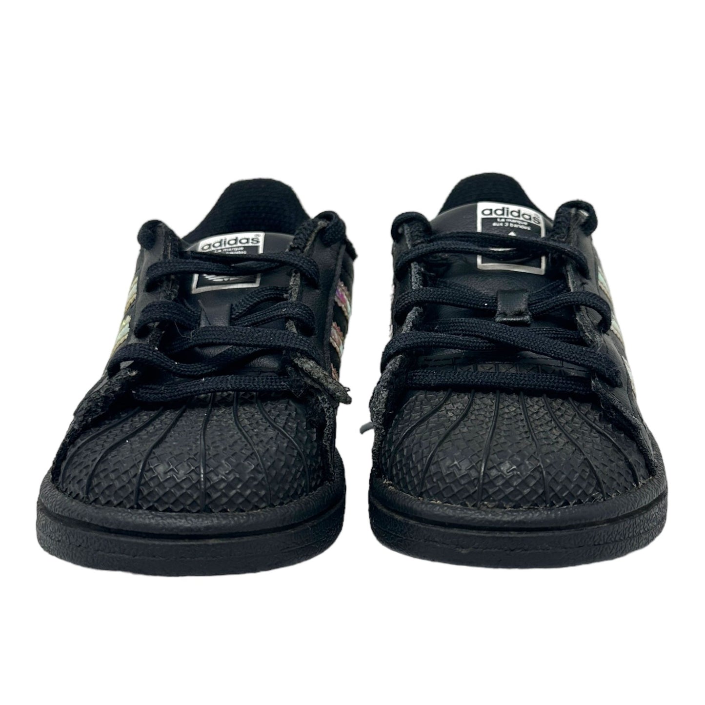 ADIDAS Superstar Size 8K US Shoes Black Rainbow Iridescent Unisex Shoes Rare
