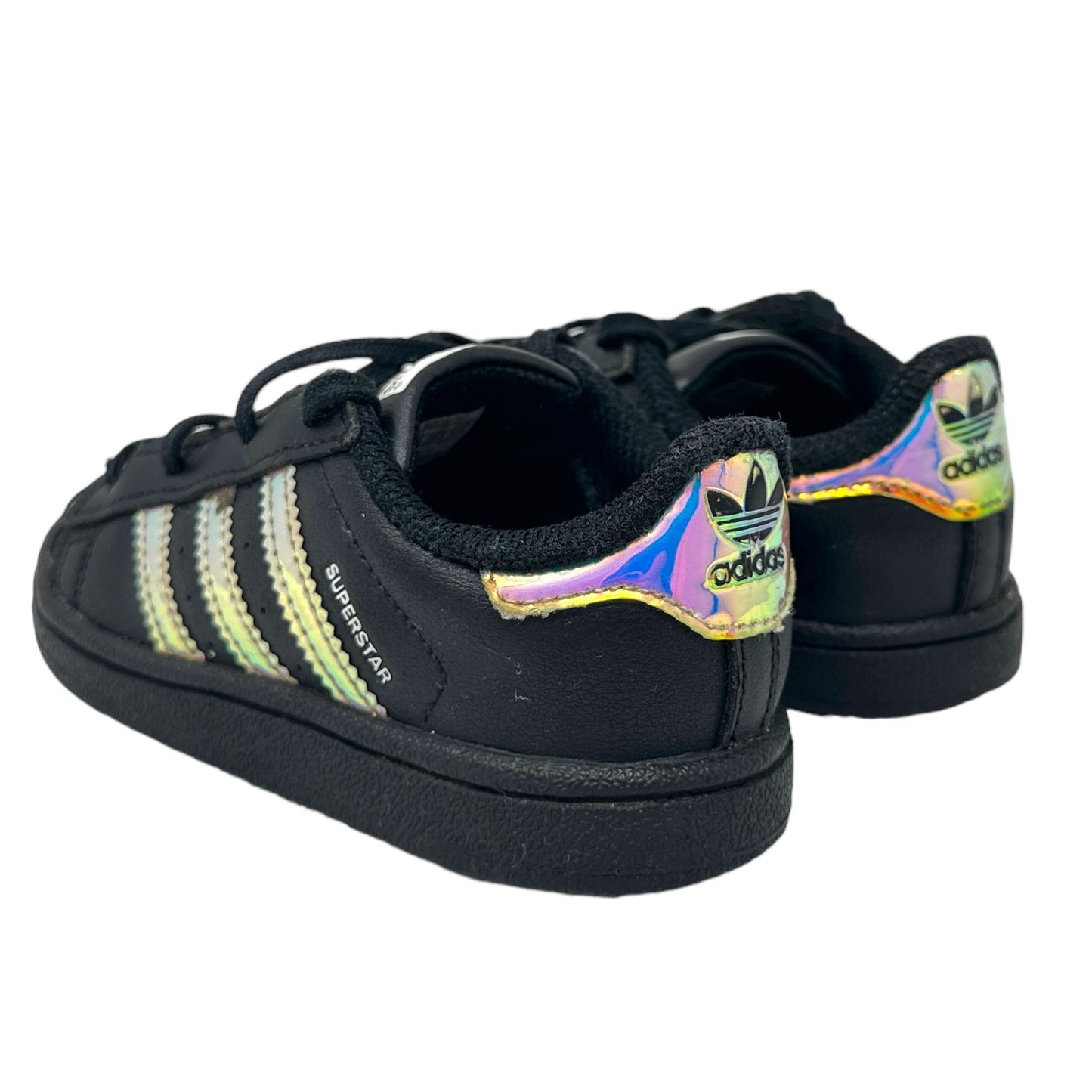 ADIDAS Superstar Size 8K US Shoes Black Rainbow Iridescent Unisex Shoes Rare