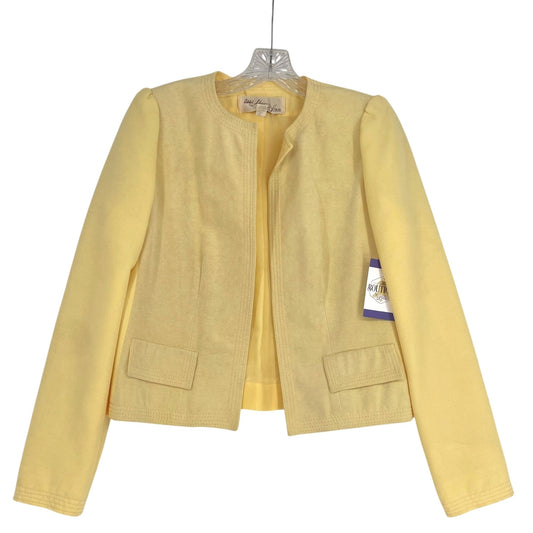 Vtg Adolph Schuman Lilli Ann Yellow Open-Front Jacket Micro Suede Union Made USA
