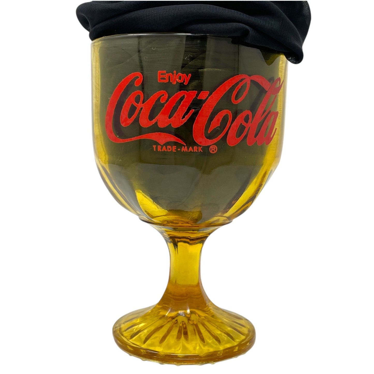 Vtg Coca Cola COKE Goblet Amber Heavy Stemmed Schooner Drinking Glass Drinkware