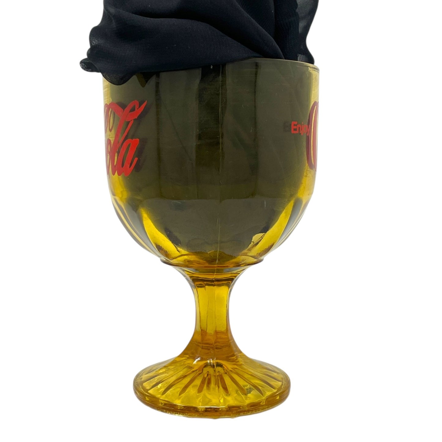 Vtg Coca Cola COKE Goblet Amber Heavy Stemmed Schooner Drinking Glass Drinkware
