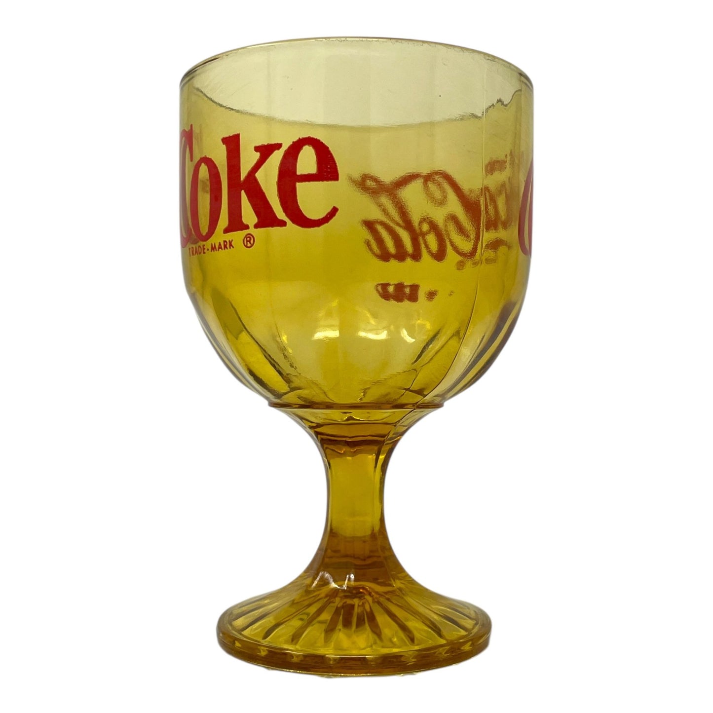 Vtg Coca Cola COKE Goblet Amber Heavy Stemmed Schooner Drinking Glass Drinkware