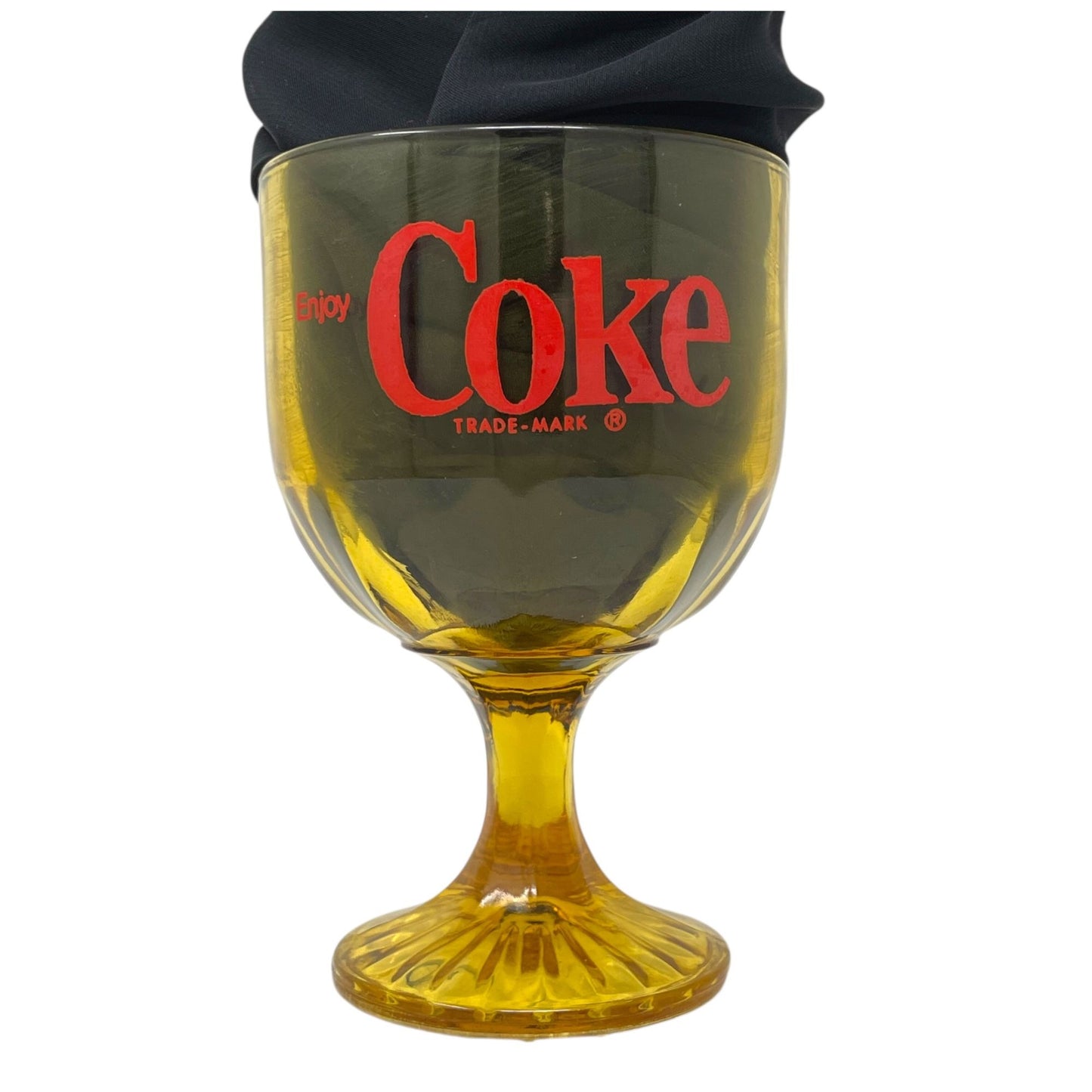 Vtg Coca Cola COKE Goblet Amber Heavy Stemmed Schooner Drinking Glass Drinkware