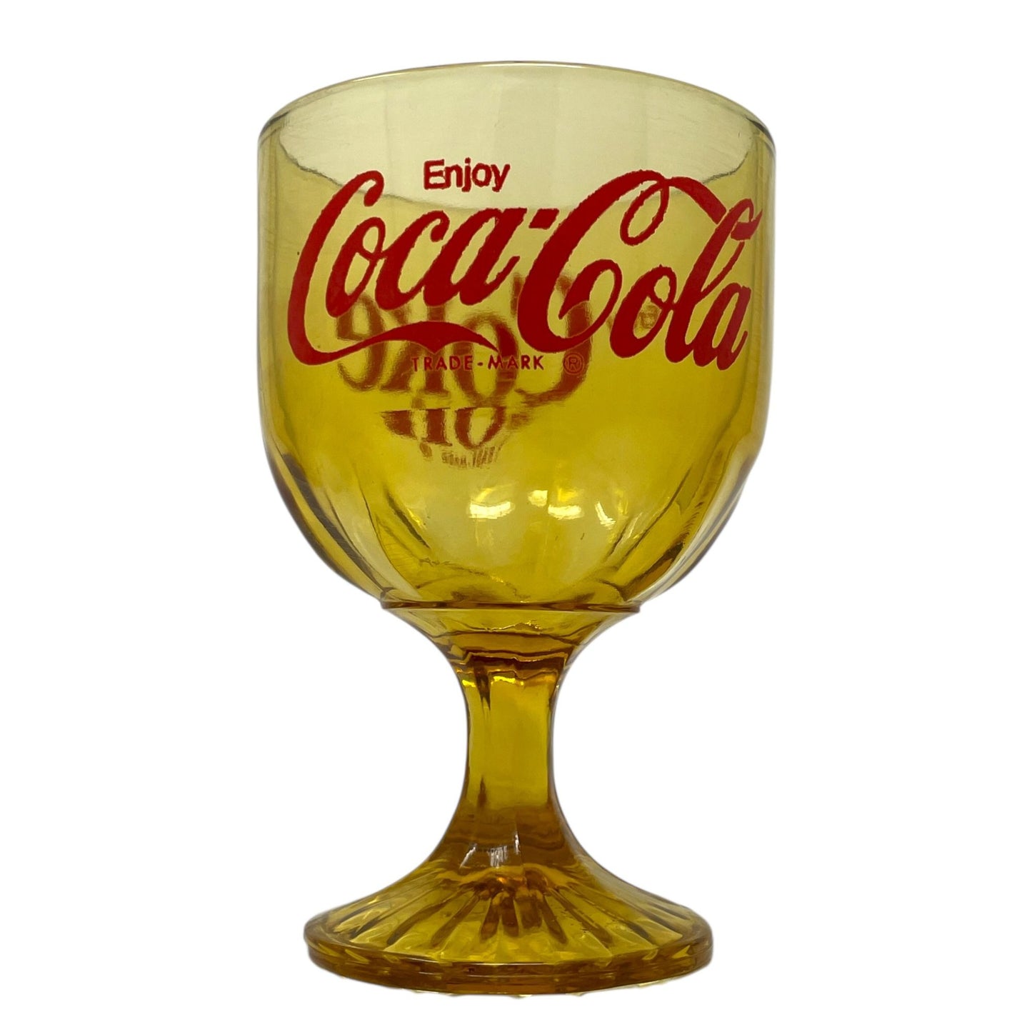 Vtg Coca Cola COKE Goblet Amber Heavy Stemmed Schooner Drinking Glass Drinkware