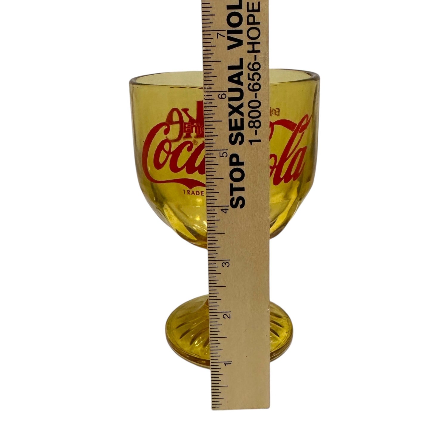 Vtg Coca Cola COKE Goblet Amber Heavy Stemmed Schooner Drinking Glass Drinkware