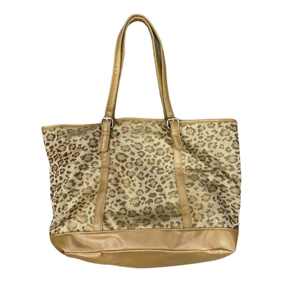 Leopard Animal Print Tote Bag Purse Medium Buckle Snap Personalize Blank NWOT