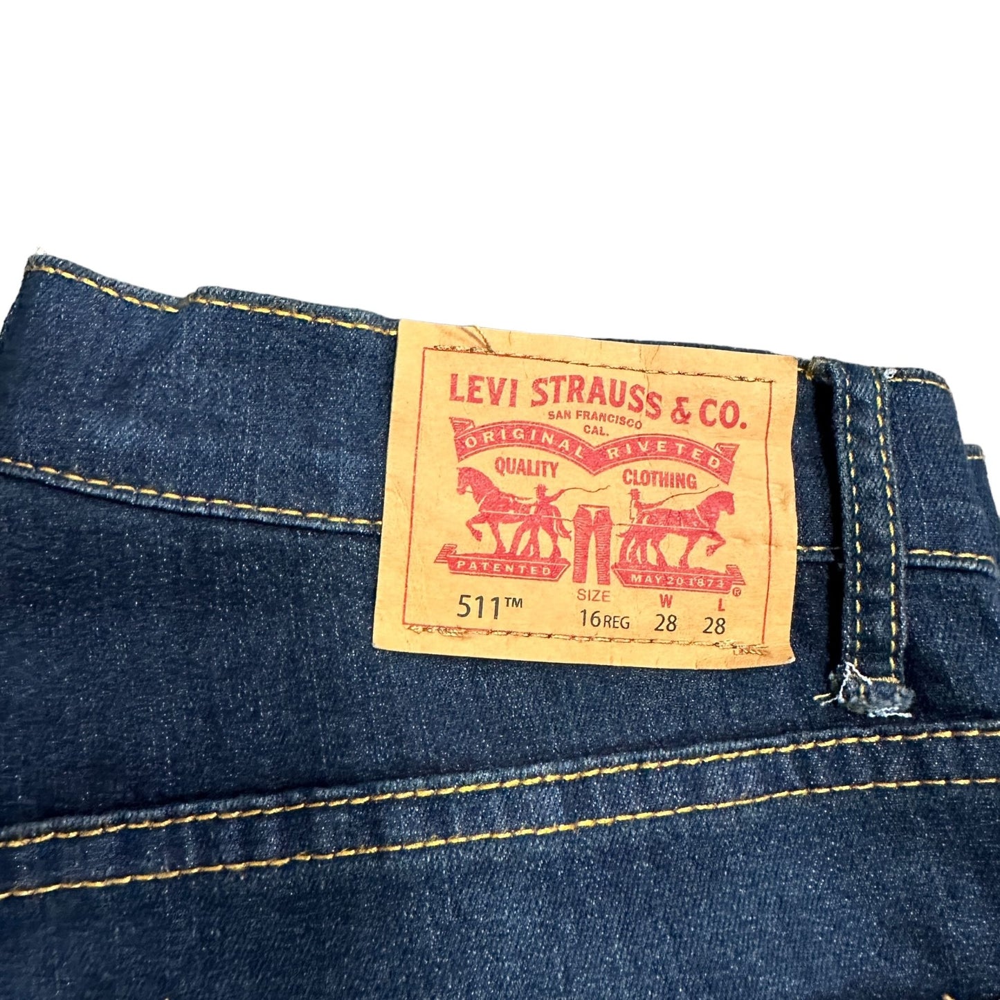 Levis Mens 16 Reg 28x28 511 Slim Straight Leg Blue Jeans Dark Wash Stretch Denim