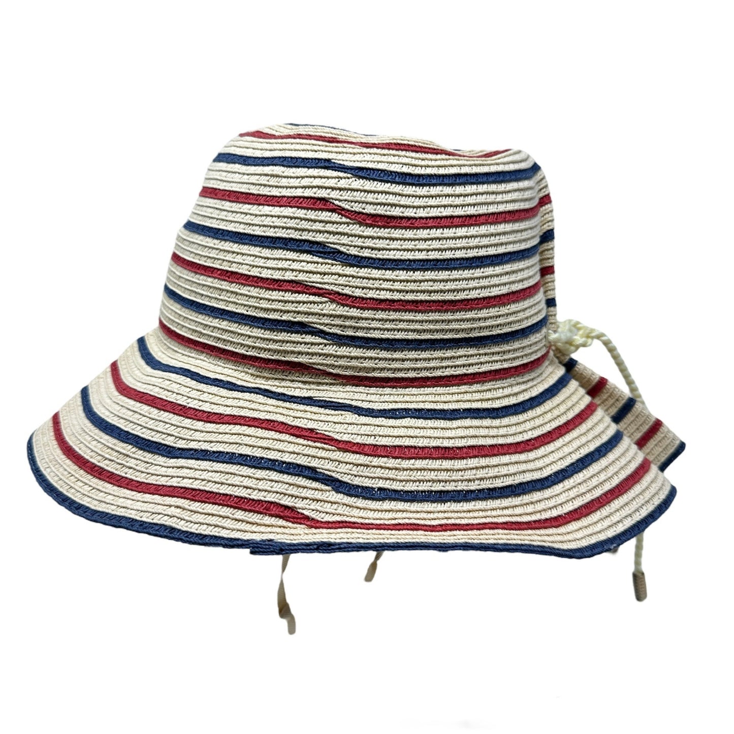 Vintage Scala Womens Bucket Sun Hat One Size Red White Blue Cap Summer Wear