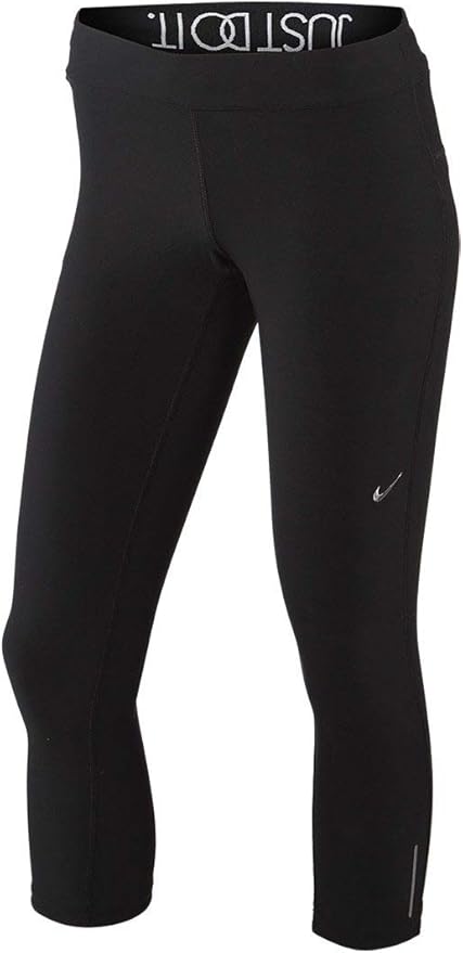 Nike Relay Running Crop Capri Tights S Black Dri-Fit Zip Pocket Black 503474-010