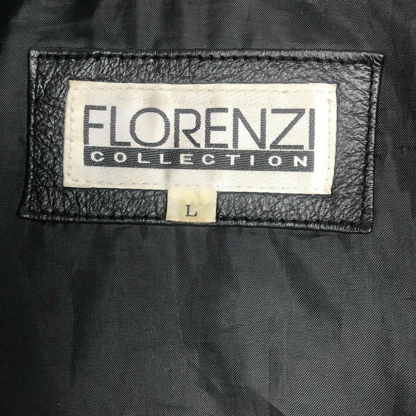 Vintage Florenzi Mens L Black Leather Jacket Bomber Biker Aviator Elastic Waist