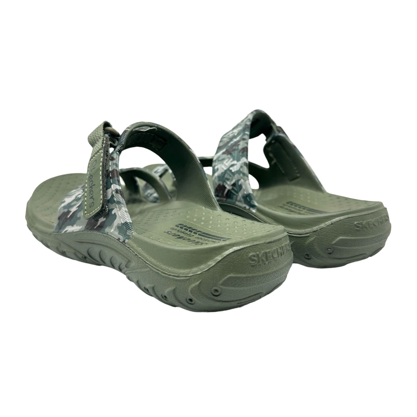 Skechers Womens 6 Foamie Reggae Camouflage Green Slip On Sandals Shoes Open Toe