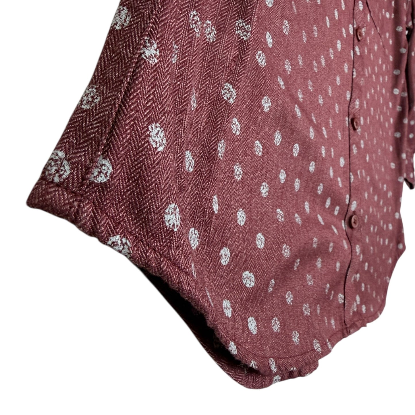 Columbia Shirt Out and About Burgundy Polka Dot Roll Tab Long Sleeve Button Up