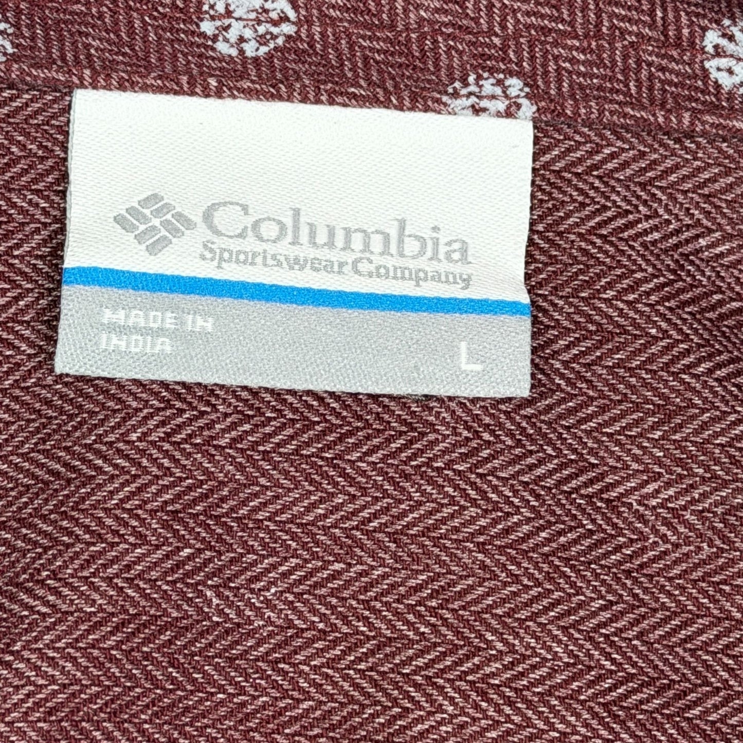 Columbia Shirt Out and About Burgundy Polka Dot Roll Tab Long Sleeve Button Up