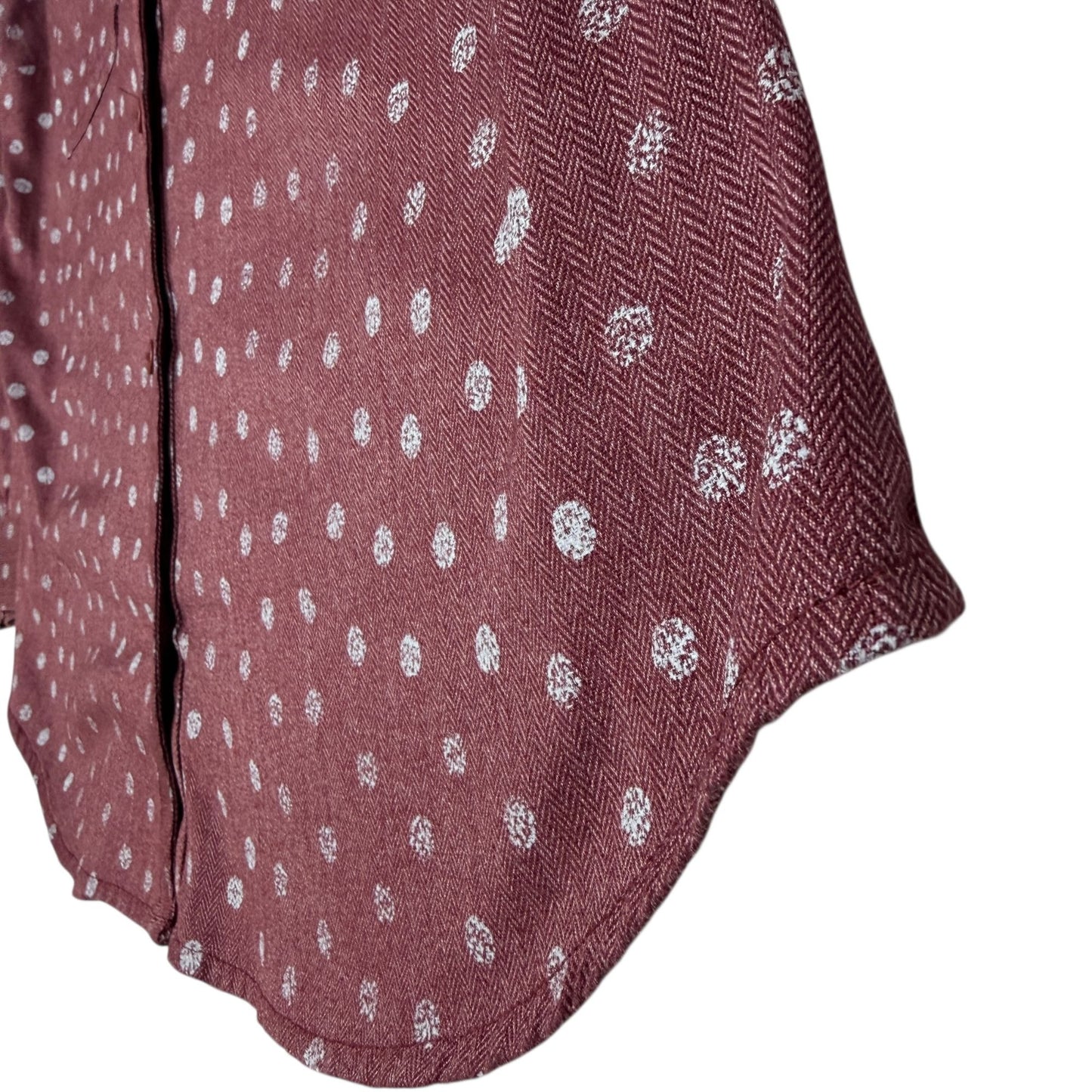 Columbia Shirt Out and About Burgundy Polka Dot Roll Tab Long Sleeve Button Up