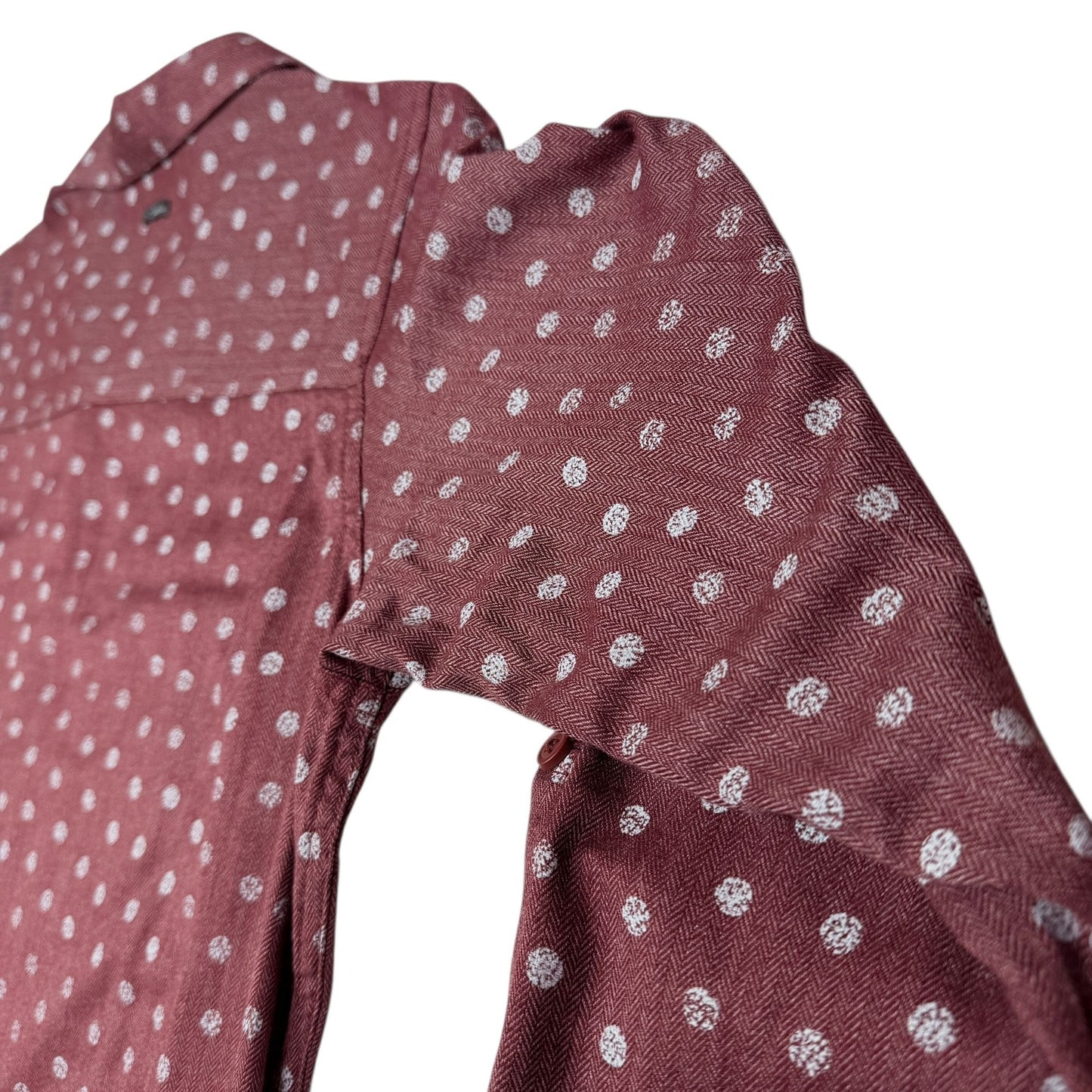 Columbia Shirt Out and About Burgundy Polka Dot Roll Tab Long Sleeve Button Up