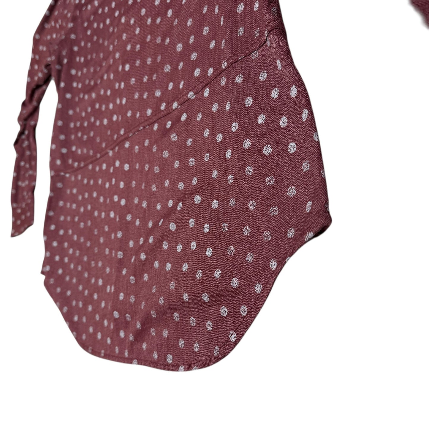 Columbia Shirt Out and About Burgundy Polka Dot Roll Tab Long Sleeve Button Up