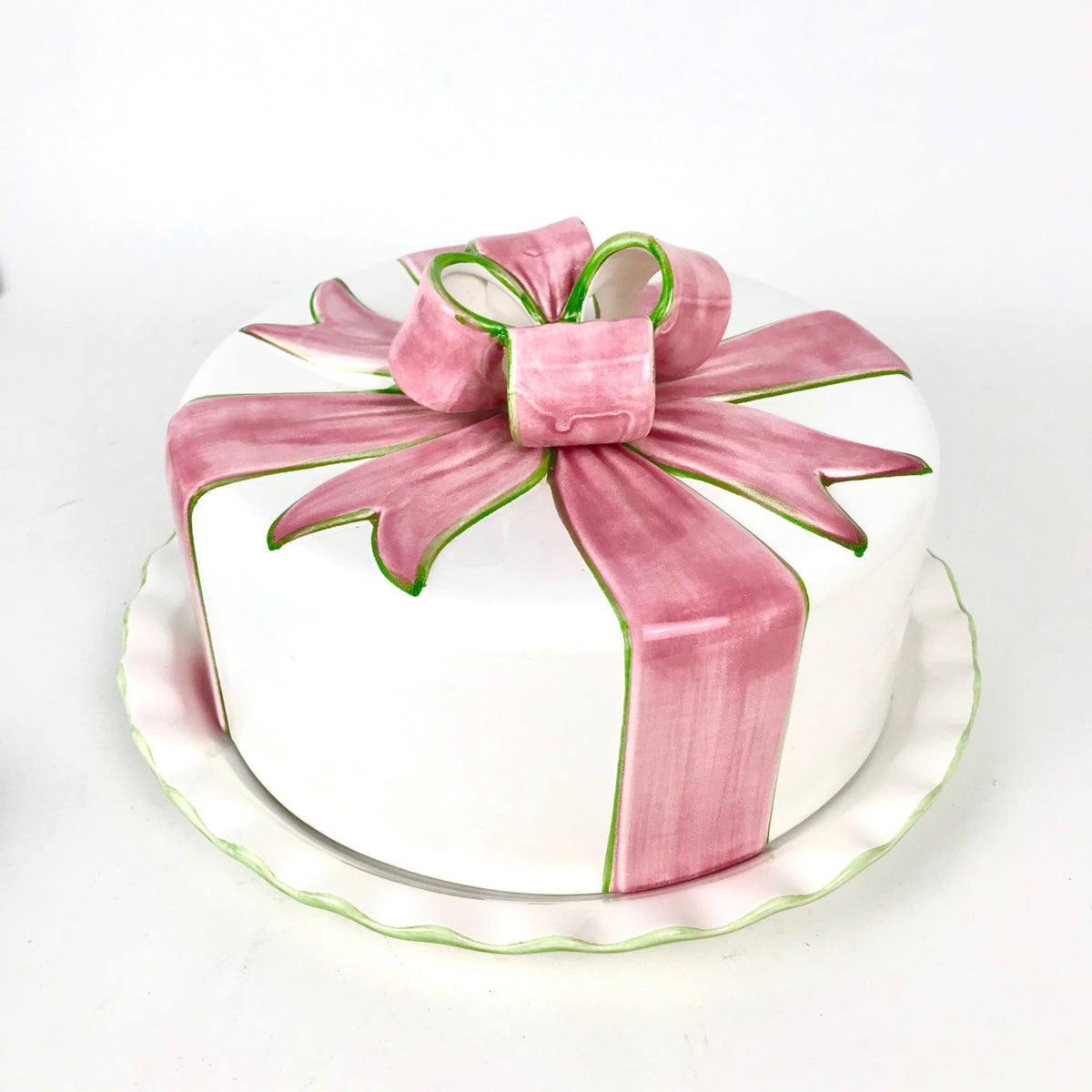 Vintage Alabaster Ribbons and Bows 1996 for Portugal Ceramics Cake Plate Cover