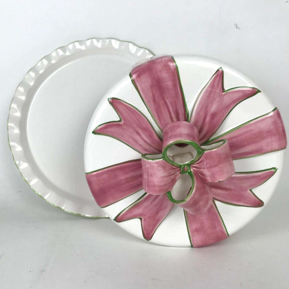 Vintage Alabaster Ribbons and Bows 1996 for Portugal Ceramics Cake Plate Cover