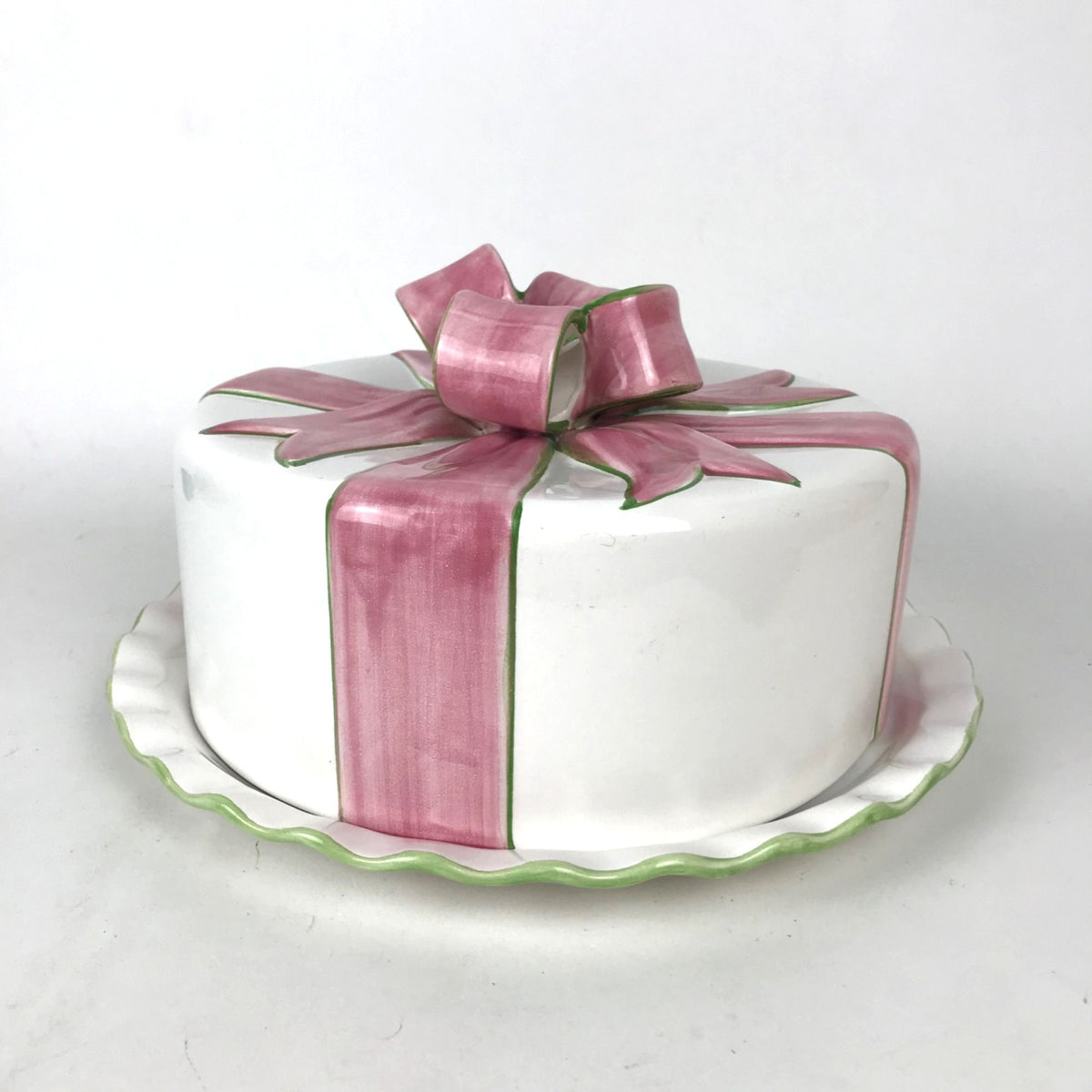 Vintage Alabaster Ribbons and Bows 1996 for Portugal Ceramics Cake Plate Cover