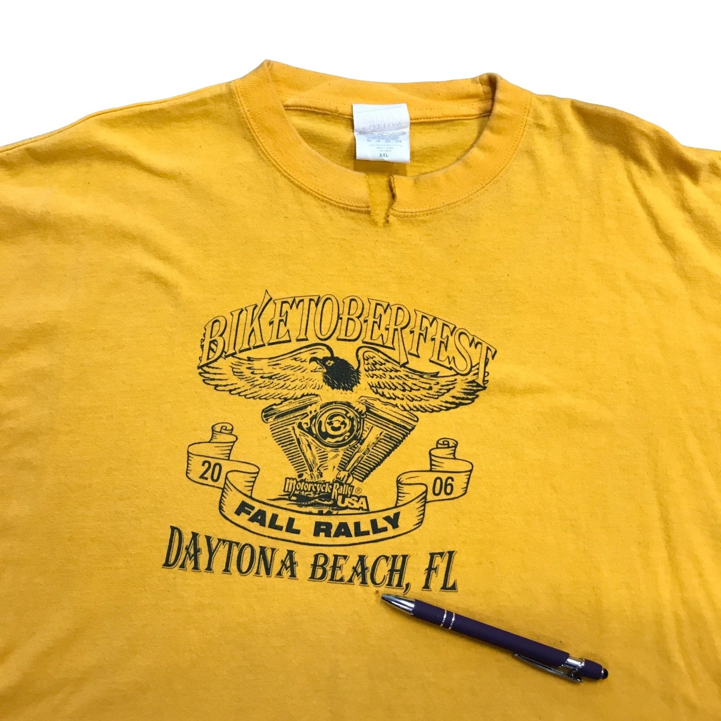 Cotton Heritage 2XL Yellow Tshirt Biketoberfest Fall Rally 2006 Daytona Beach Fl