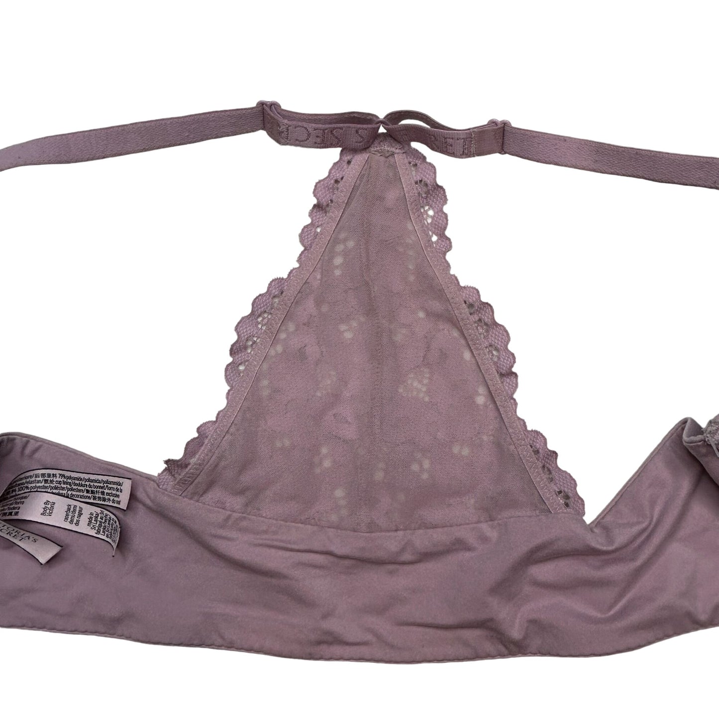 Victoria's Secret 36D Body by Victoria Racerback Demi Bra Purple Front Closure