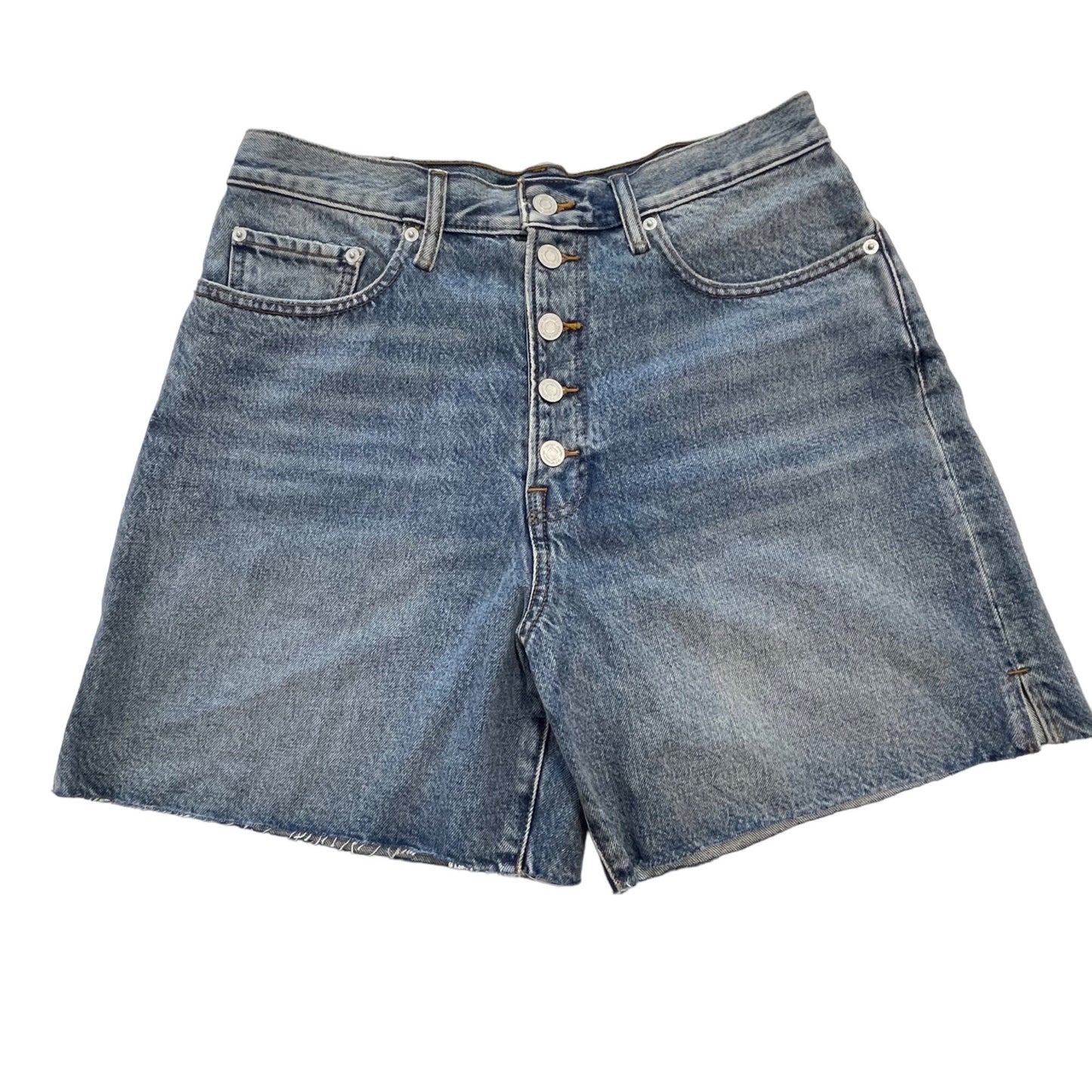 Lucky Brand 12/31 Jean Traveler Shorts Cut Off Bermuda Button Fly Stretch Denim