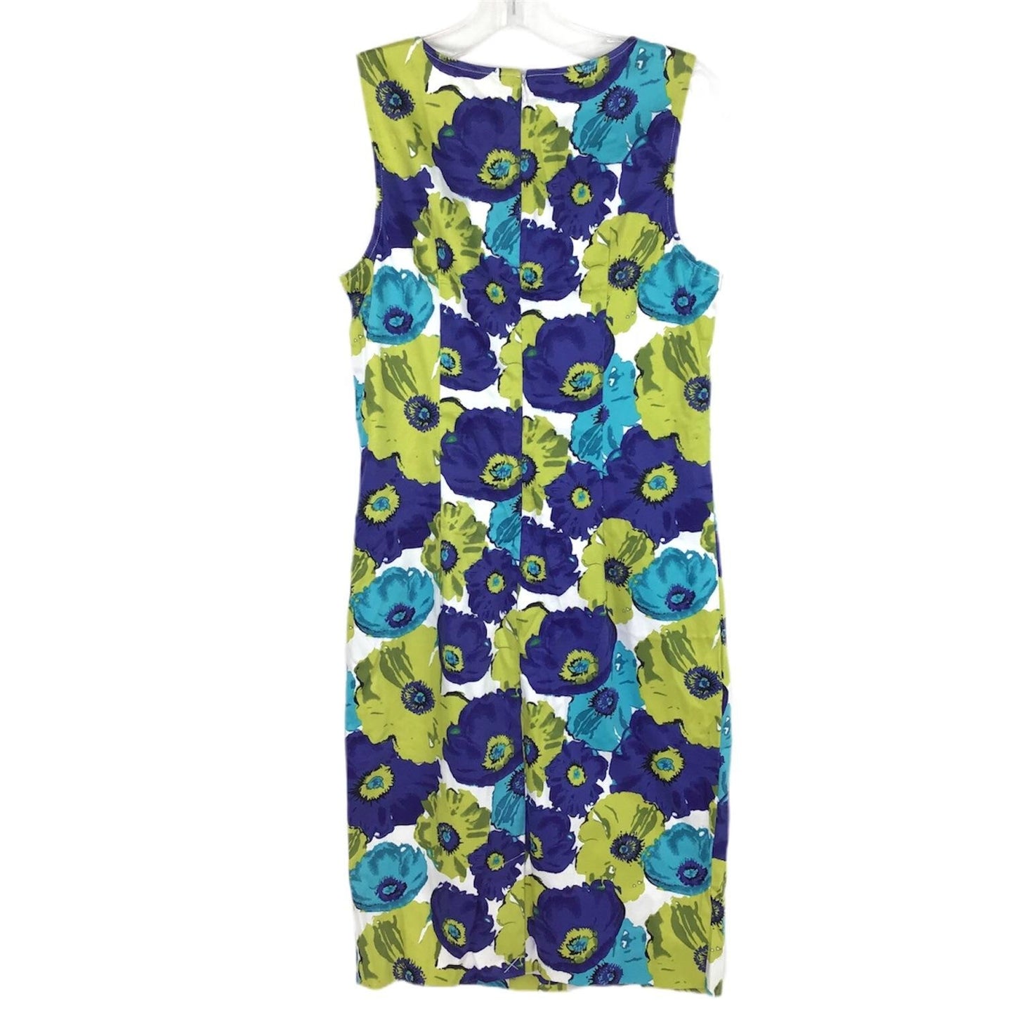 Joan Rivers 4 Floral Sheath Dress Blue Green Stretch Sleeveless Back Zip Lined